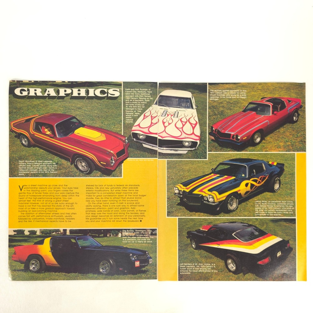 Vintage Camaro Firebird Graphics Print Ad Muscle Car Racing Performance GM Promo